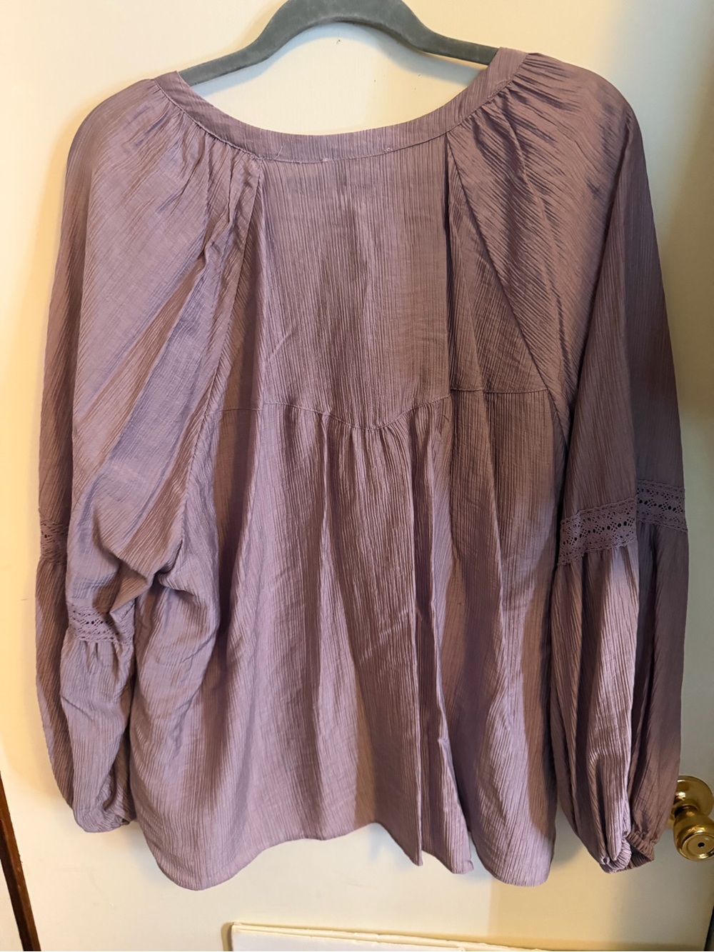 Laura Ashley Boho Peasant Blouse | NWT | Size 2X | Dusty Mauve | Lace Trim - Picture 3 of 8